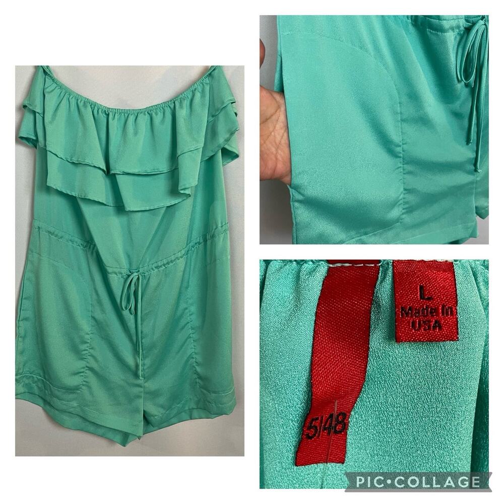 Saks Off 5th 5/48 Teal Strapless Romper Sz L NWT